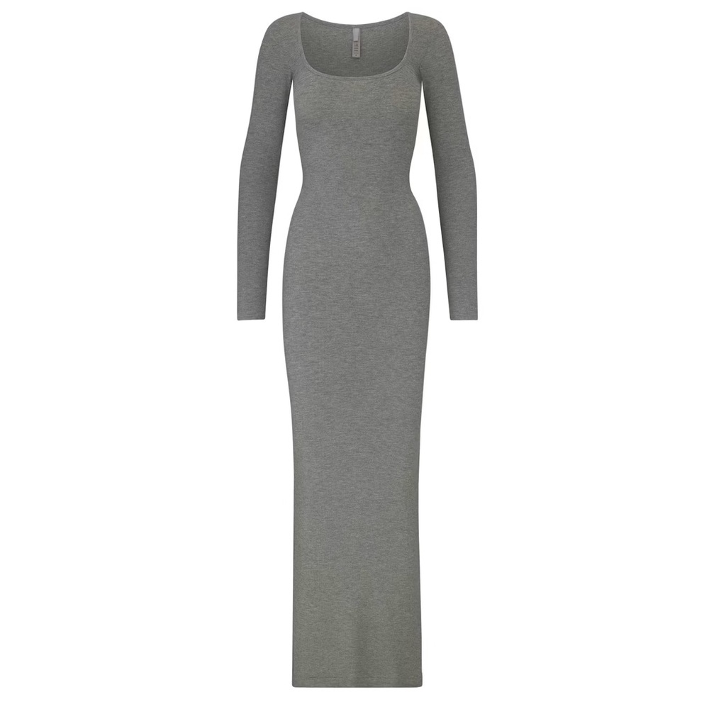 SKIMS Limited Edition Soft Lounge Long Sleeve Dress Heather Grey Large L NEW NWT